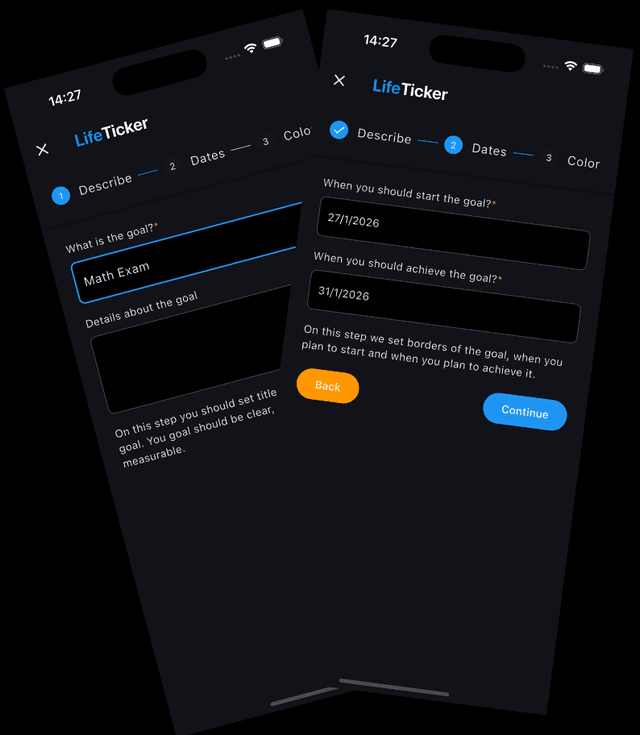 Deadline and goal creation